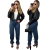 Jeansy Wide Leg z wiązaniem u dołu MILAS – ciemny jeans, przód i tył XS