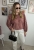 Koszula Flanelowa Oversize EMMA WIYA bordowa – stylizacja z przodu
