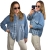 Koszula jeansowa oversize LUCY PATCHWORK WIYA z miękkiego denimu – przód stylizacji.