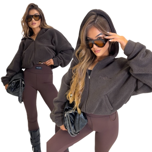 Czekoladowa bluza TEDDY MILLAGRO z kapturem oversize
