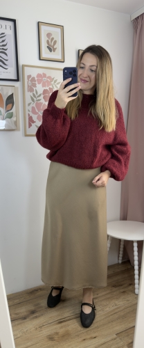 Szampańska spódnica satynowa SATIN w eleganckiej stylizacji