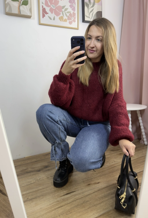 Sweter Chmurka CLOUDY – puszysta faktura i bufiaste rękawy