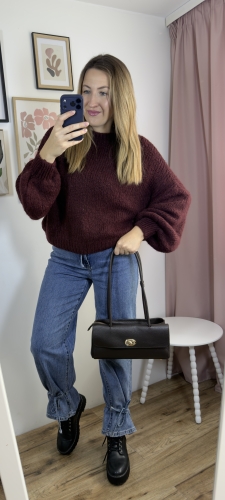 Burgundowy sweter CLOUDY Chmurka damski – fason oversize
