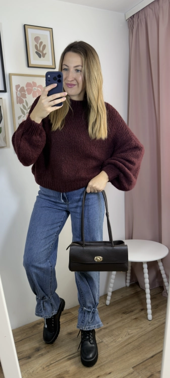 Burgundowy sweter CLOUDY Chmurka damski – fason oversize