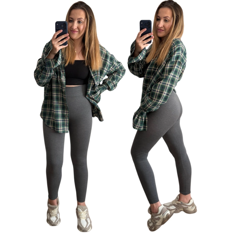 Szare legginsy damskie z kaszmirem MiNiMi L/XL – przód