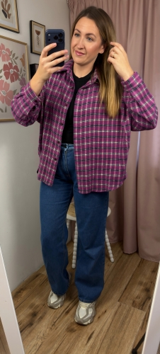 Koszula flanelowa oversize w fioletową kratę Azara
