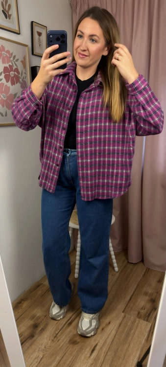 Koszula flanelowa oversize w fioletową kratę Azara