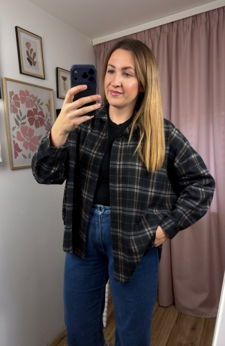 koszula oversize czarna flanelowa Azara