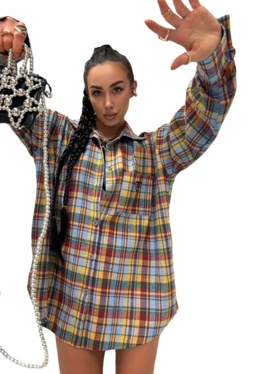 Bawełniana koszula w kratę żółta czerwona niebieska krata La Milla