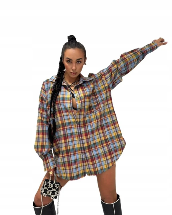 Bawełniana koszula w kratę żółta czerwona niebieska krata La Milla