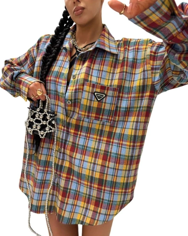 Bawełniana koszula w kratę żółta czerwona niebieska krata La Milla