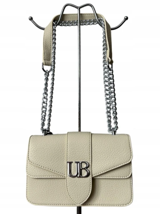 Beżowa mała torebka na ramię ze srebrnym łańcuszkiem Unibella