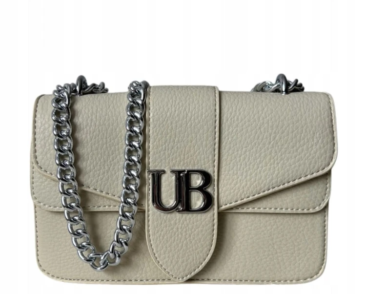 Beżowa mała torebka na ramię ze srebrnym łańcuszkiem Unibella