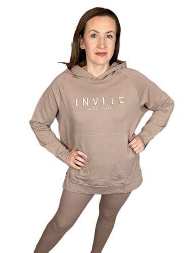 Bluza luźna z rozcięciami haft z kapturem INVITE Megi Collection S/M
