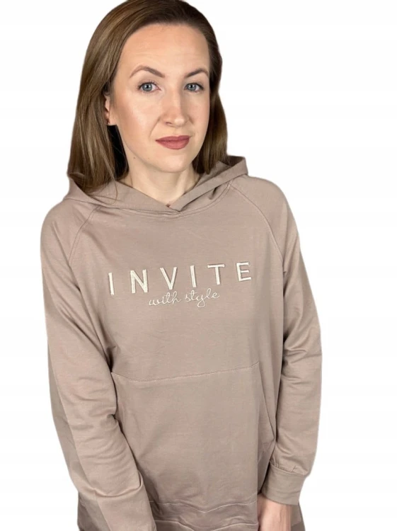 Bluza luźna z rozcięciami haft z kapturem INVITE Megi Collection S/M