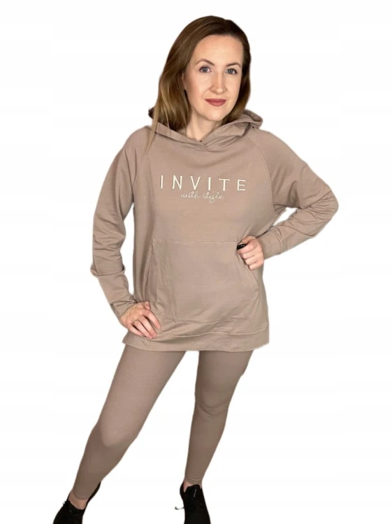 Bluza luźna z rozcięciami haft z kapturem INVITE Megi Collection S/M