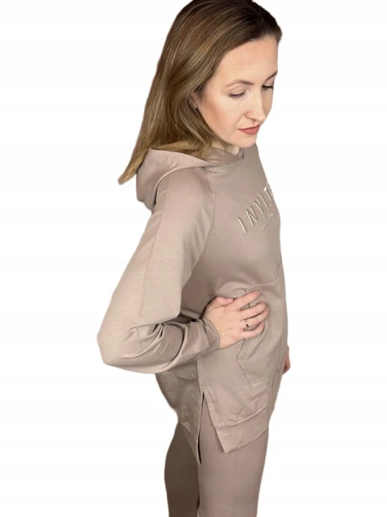 Bluza luźna z rozcięciami haft z kapturem INVITE Megi Collection S/M
