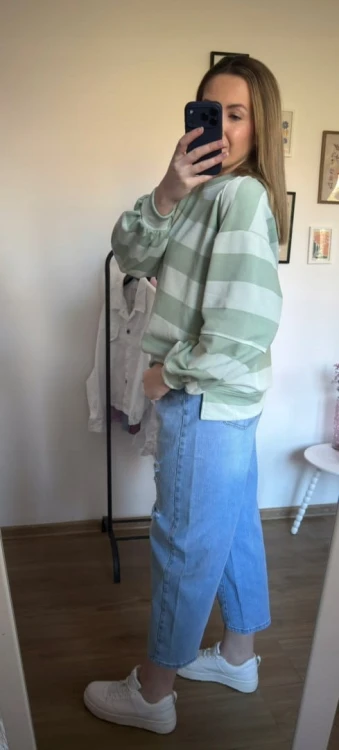 Bluza oversize w paski zielona AZARA- FRESH STRIPES