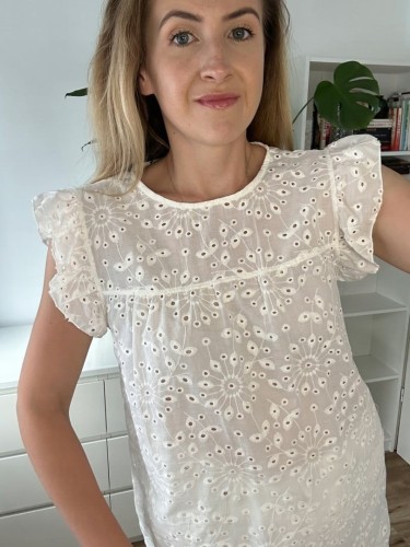 Bluzka ażurowa falbanka MADE IN ITALY gipiura