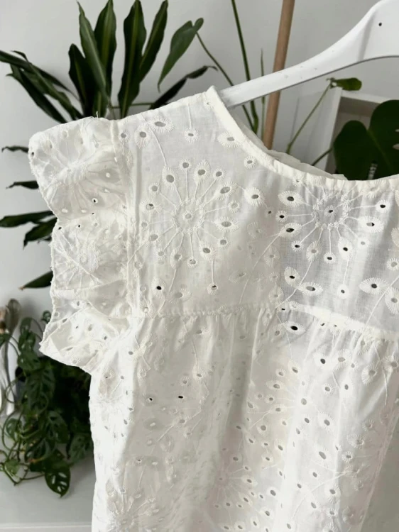 Bluzka ażurowa falbanka MADE IN ITALY gipiura