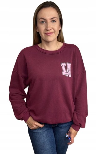 Bordowa dekatyzowana bluza bawełniana oversize luźna California Azara - CALIFORNIA LA