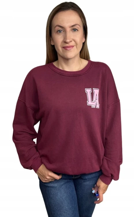 Bordowa dekatyzowana bluza bawełniana oversize luźna California Azara - CALIFORNIA LA