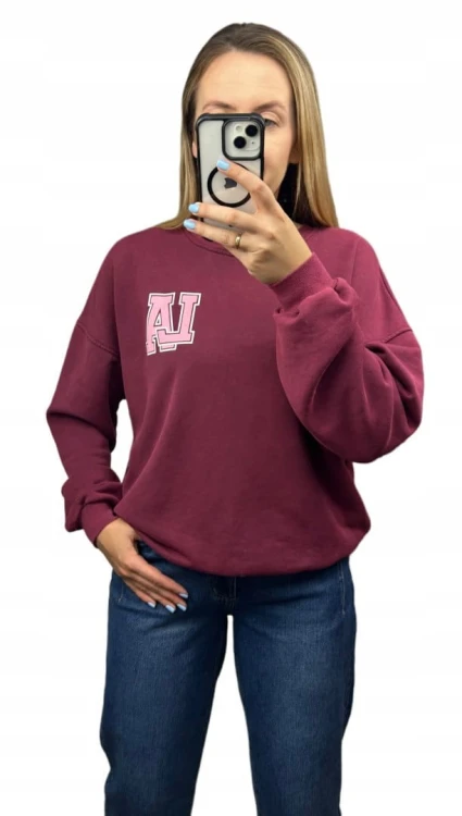 Bordowa dekatyzowana bluza bawełniana oversize luźna California Azara - CALIFORNIA LA