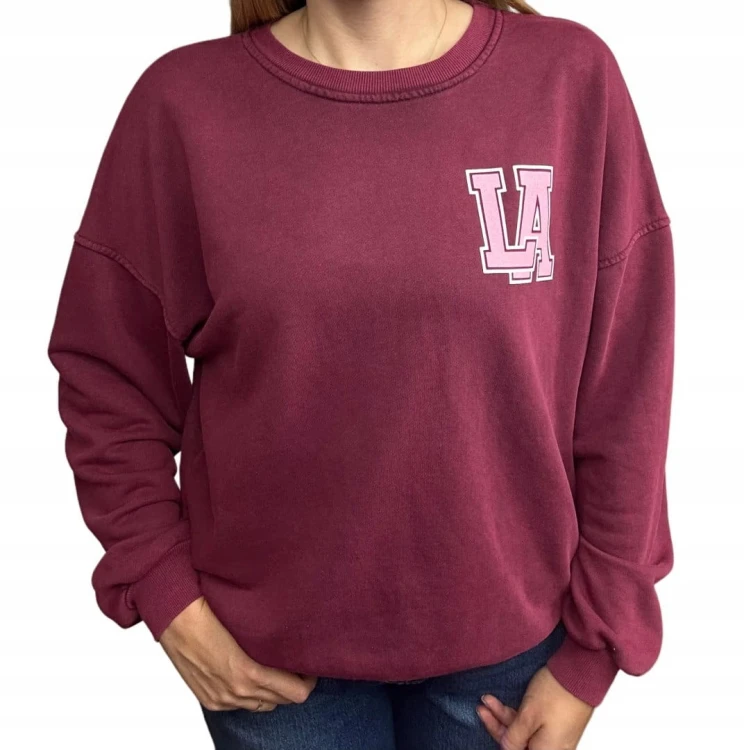 Bordowa dekatyzowana bluza bawełniana oversize luźna California Azara - CALIFORNIA LA