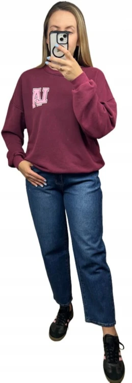 Bordowa dekatyzowana bluza bawełniana oversize luźna California Azara - CALIFORNIA LA