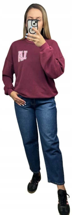 Bordowa dekatyzowana bluza bawełniana oversize luźna California Azara - CALIFORNIA LA