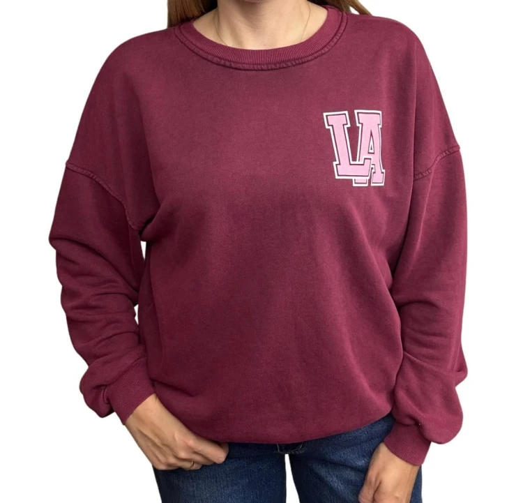 Bordowa dekatyzowana bluza bawełniana oversize luźna California Azara - CALIFORNIA LA