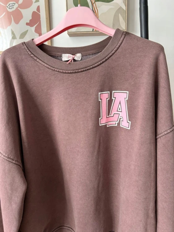 Bordowa dekatyzowana bluza bawełniana oversize luźna California Azara - CALIFORNIA LA