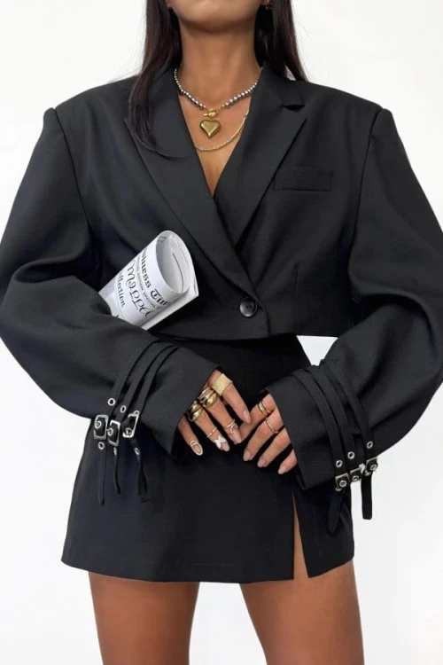 Czarne spódnico-spodenki z rozcięciem La Milla M- ROZCIĘCIE