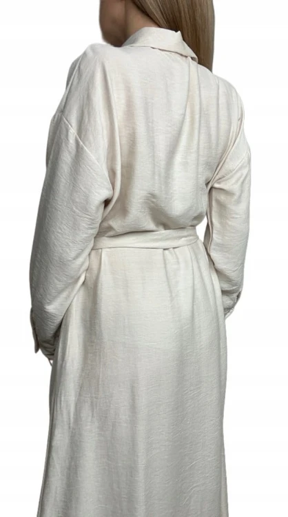 Długa sukienka szmizjerka koszulowa długi rękaw guziki luźna wiskoza M L XL